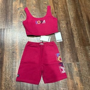 Madhappy pink LORA Biker Tank + Short in Jersey